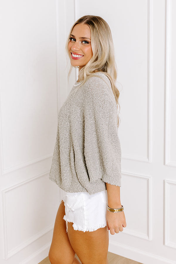 Impressions St. Augustine Brunch Knit Sweater Top In Grey
