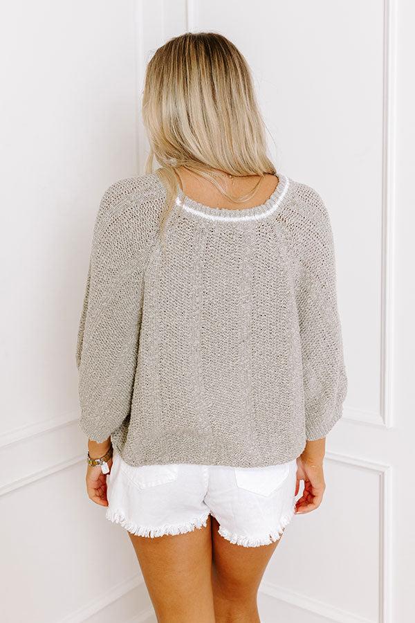 Impressions St. Augustine Brunch Knit Sweater Top In Grey