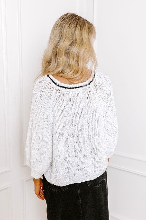 Impressions St. Augustine Brunch Knit Sweater Top In White