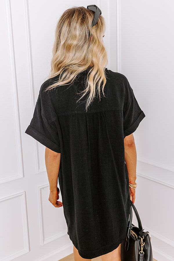 Impressions St. Lucia Bound Linen-Blend Mini Dress In Black