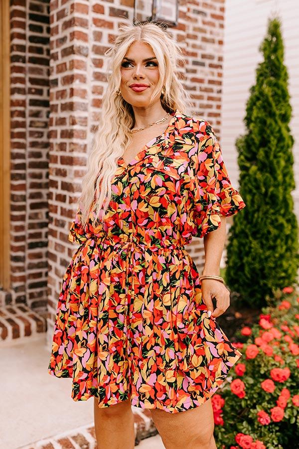 Impressions Statement Maker Floral Romper In Black Curves