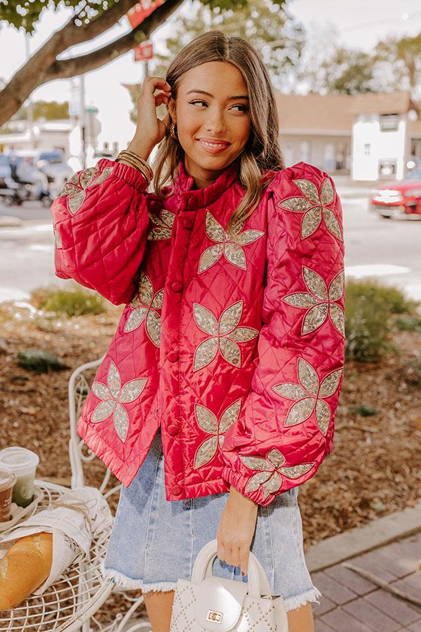 Impressions Statement Maker Quilted Jacket In Sangria