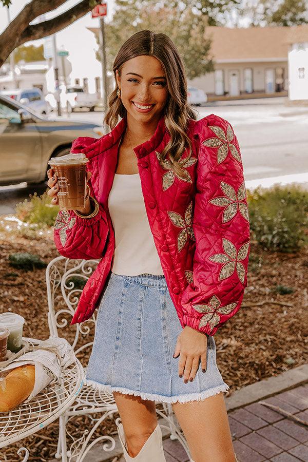 Impressions Statement Maker Quilted Jacket In Sangria