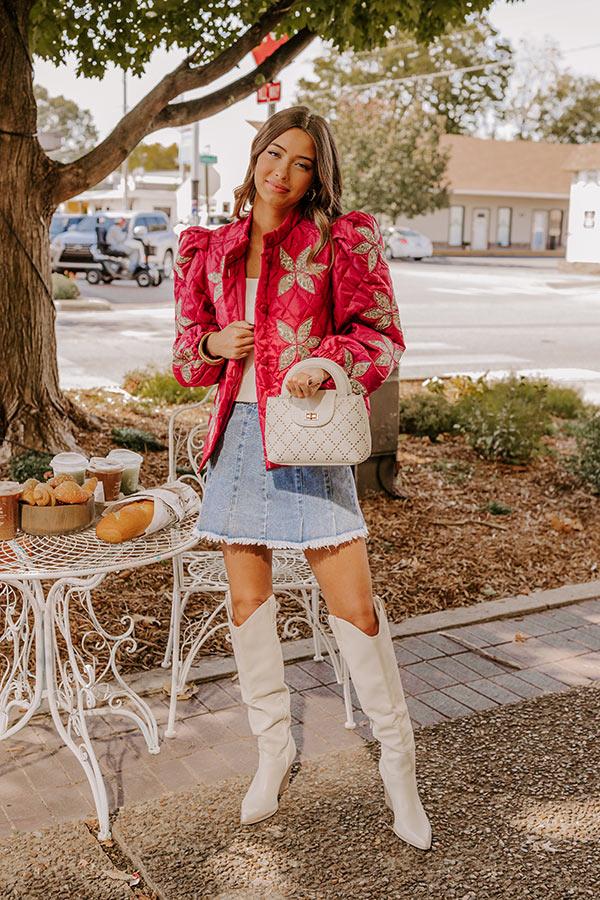 Impressions Statement Maker Quilted Jacket in Sangria