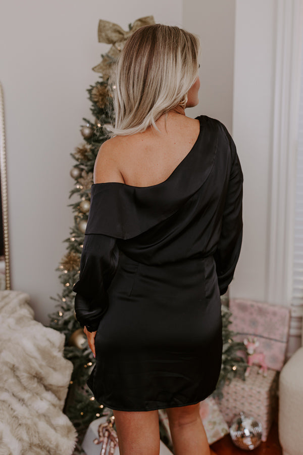 Impressions Statement Maker Satin Mini Dress In Black