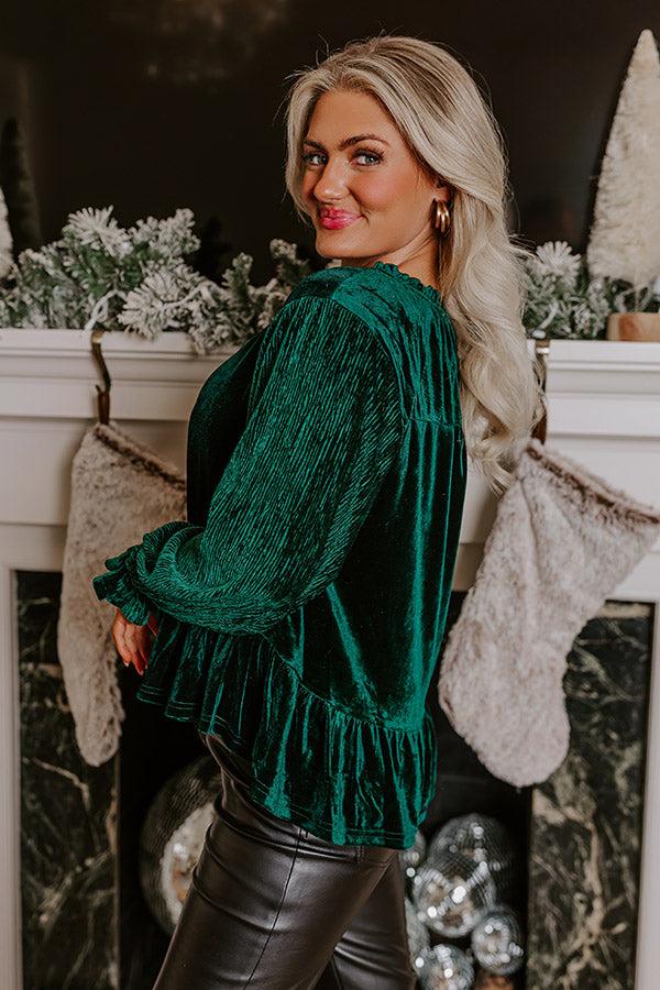 Impressions Statement Maker Velvet Top In Hunter Green