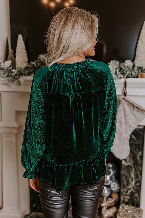Impressions Statement Maker Velvet Top In Hunter Green