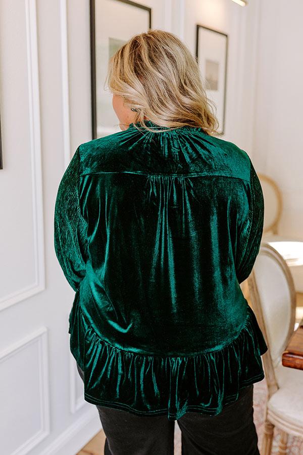 Impressions Statement Maker Velvet Top In Hunter Green Curves