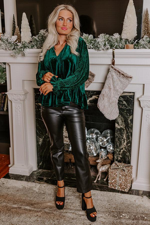 Impressions Statement Maker Velvet Top In Hunter Green