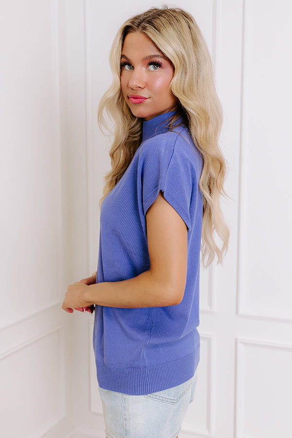 Impressions Statement Piece Knit Top In Dark Periwinkle