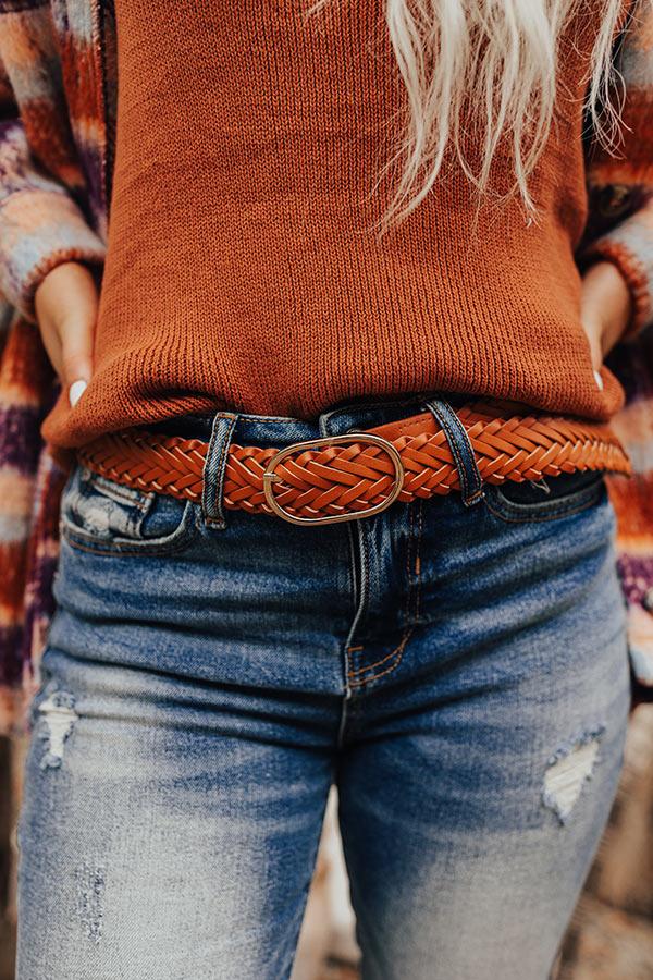 Impressions Stay Updated Faux Leather Woven Belt In Maple