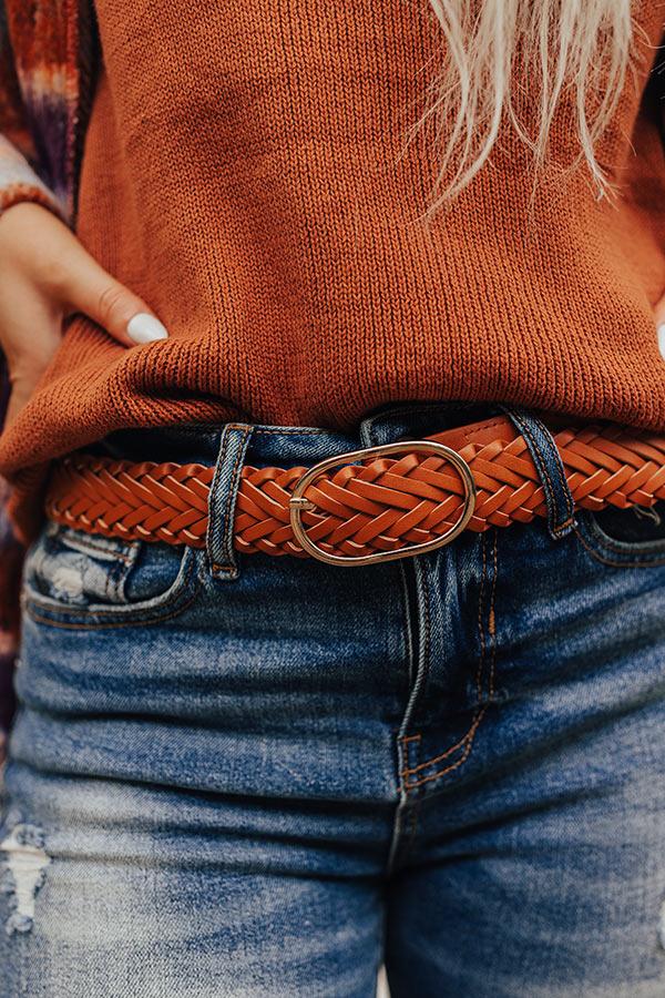 Impressions Stay Updated Faux Leather Woven Belt In Maple