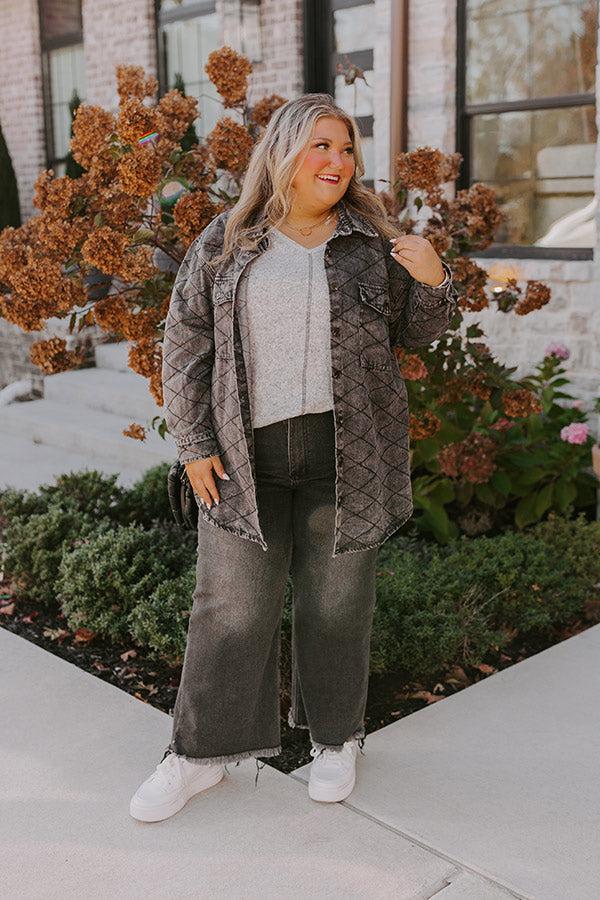 Impressions Stop Time Light Weight Denim Jacket In Vintage Black Curves