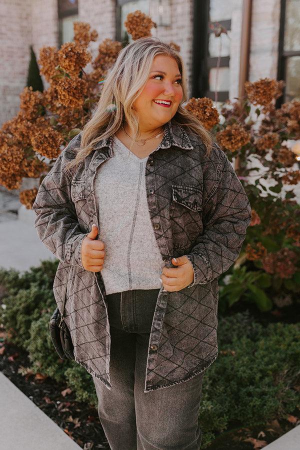 Impressions Stop Time Light Weight Denim Jacket In Vintage Black Curves