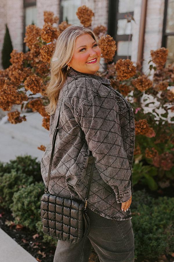 Impressions Stop Time Light Weight Denim Jacket In Vintage Black Curves