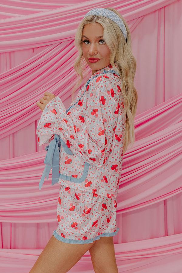 Impressions Strawberries And Cream Dreams Satin Pajama Top