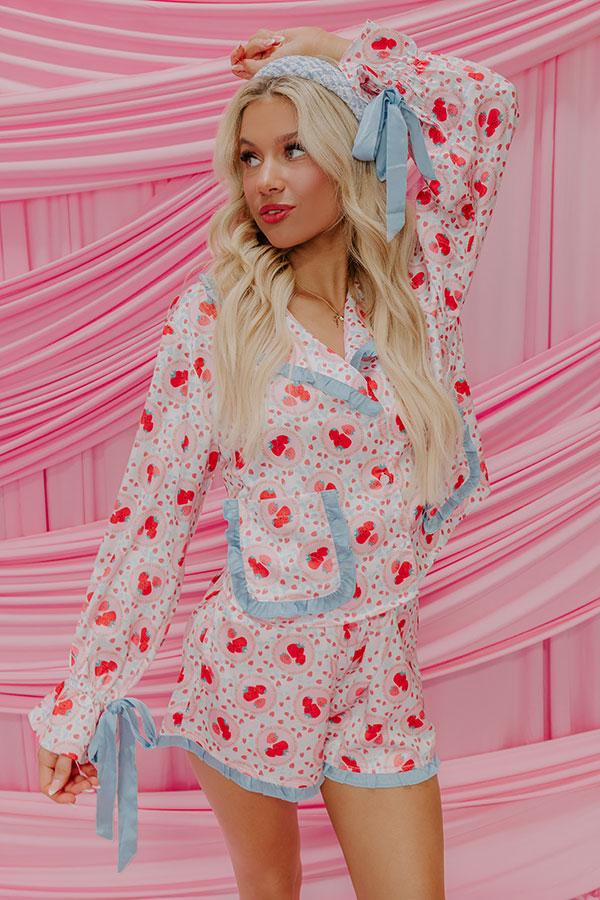 Impressions Strawberries And Cream Dreams Satin Pajama Top