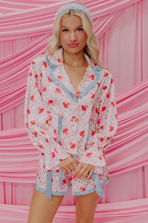 Impressions Strawberries And Cream Dreams Satin Pajama Top