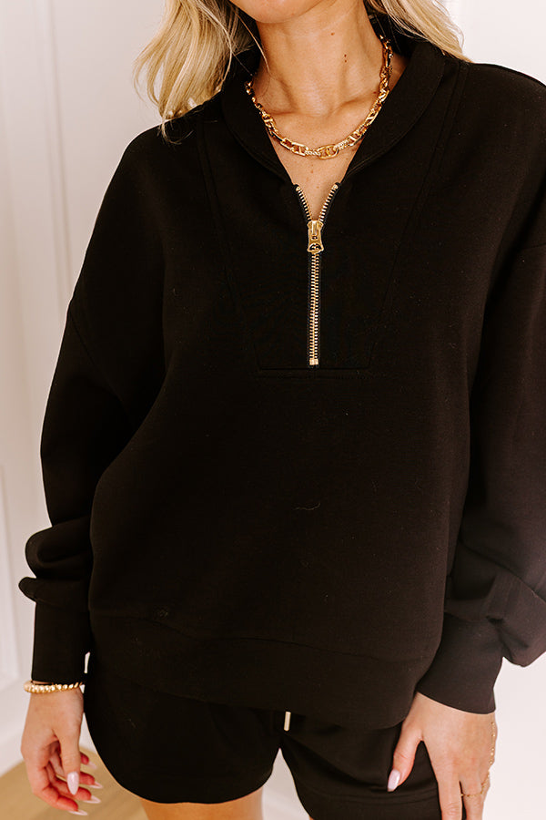 Impressions Street Style Chic Long Sleeve Scuba Top In Black