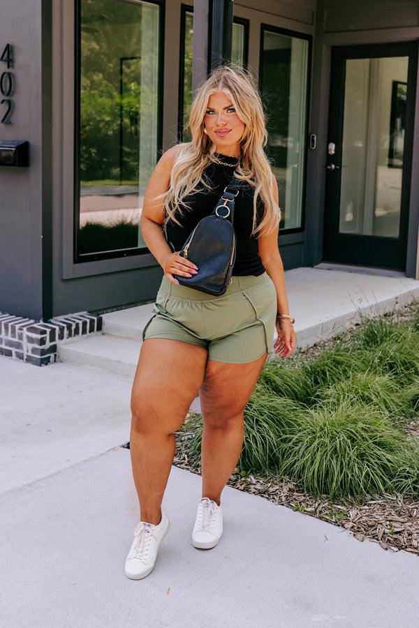Impressions Strive For Greatness High Waist Shorts In Olive