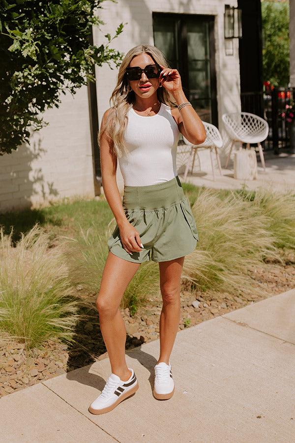 Impressions Strive For Greatness High Waist Shorts In Olive