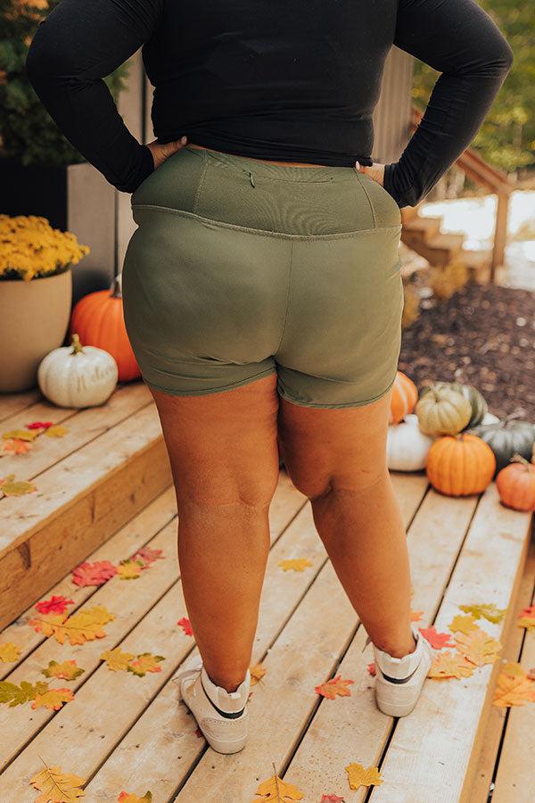 Impressions Strive For Greatness High Waist Shorts In Olive Curves