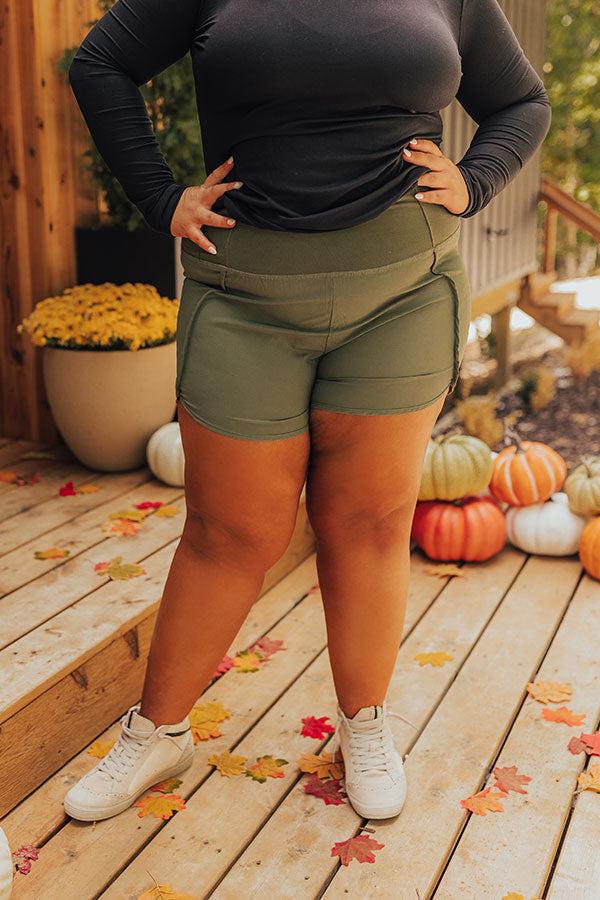 Impressions Strive For Greatness High Waist Shorts In Olive Curves