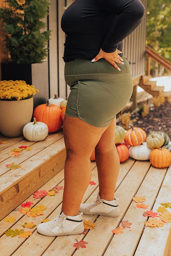 Impressions Strive For Greatness High Waist Shorts In Olive Curves