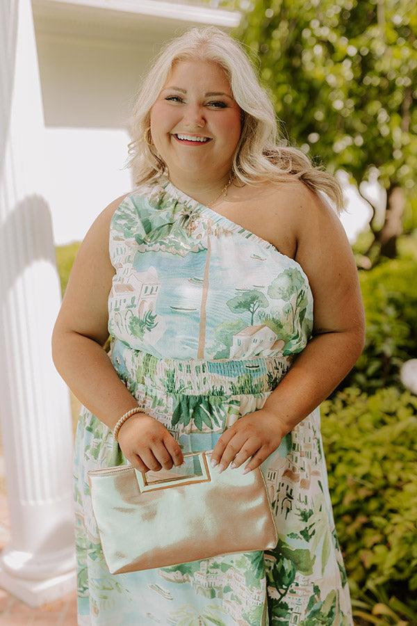 Impressions Strolling Through Capri Linen-Blend Midi Dress Curves