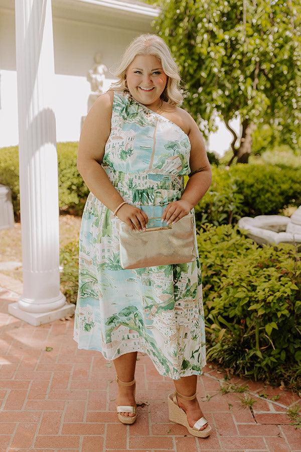 Impressions Strolling Through Capri Linen-Blend Midi Dress Curves