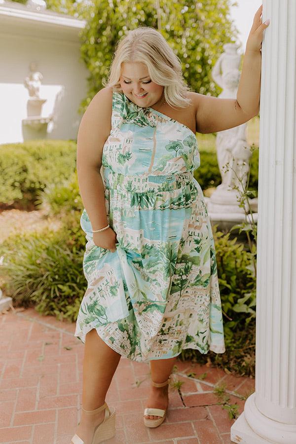 Impressions Strolling Through Capri Linen-Blend Midi Dress Curves