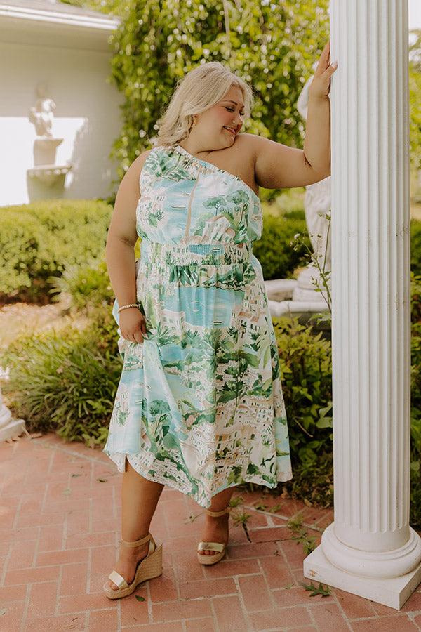 Impressions Strolling Through Capri Linen-Blend Midi Dress Curves