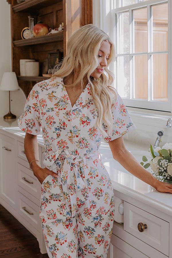 Impressions Strolling Through Catalina Floral Denim Jumpsuit