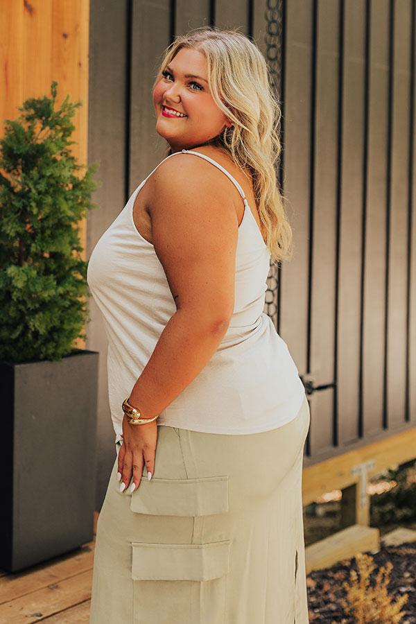 Impressions Stylish Vibes Shift Tank In Stone Curves