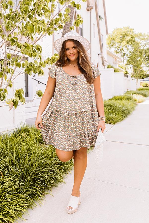 Impressions Successfully Chic Shift Dress In Army Green Curves