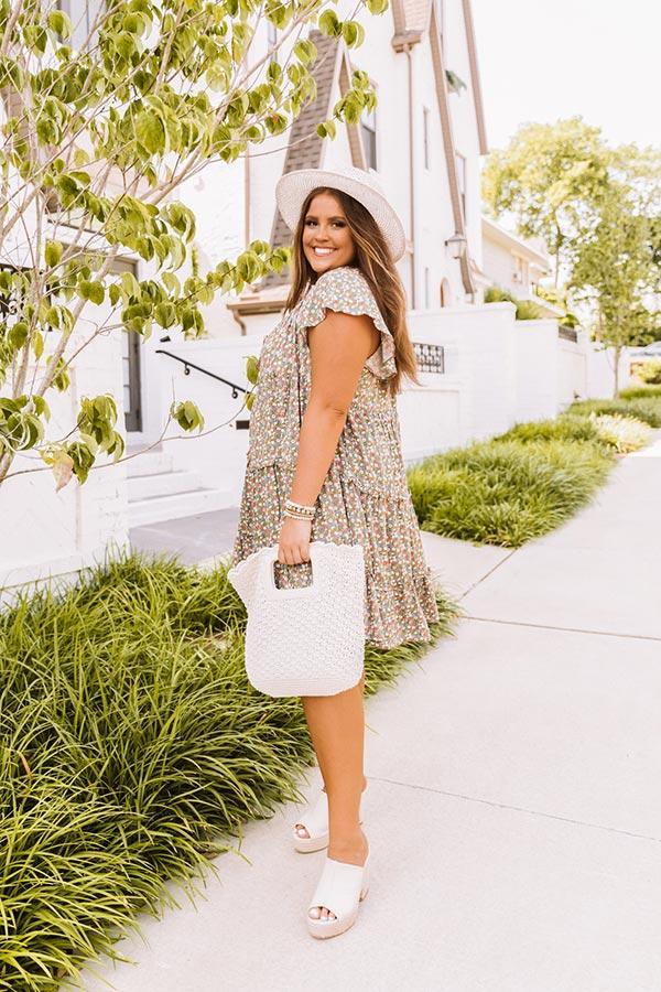 Impressions Successfully Chic Shift Dress In Army Green Curves