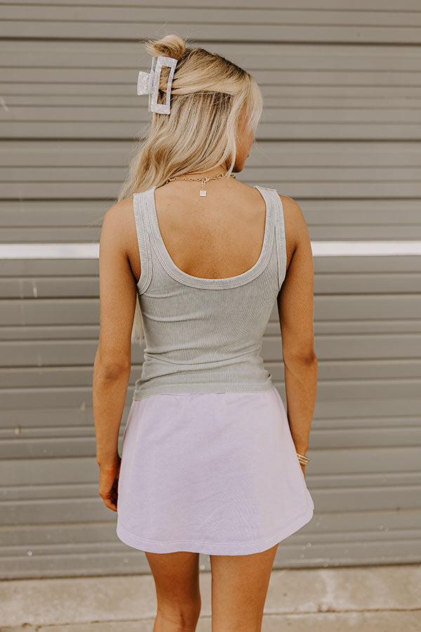 Impressions Summer Basic Ribbed Reversible Tank In Grey