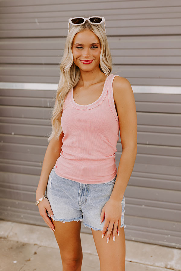 Impressions Summer Basic Ribbed Reversible Tank in Pink