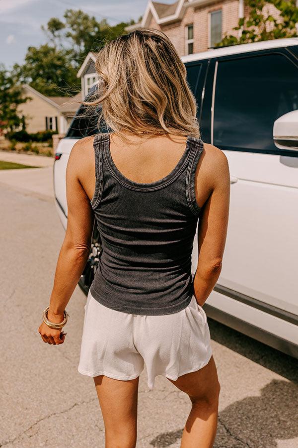 Impressions Summer Basic Ribbed Reversible Tank In Vintage Black