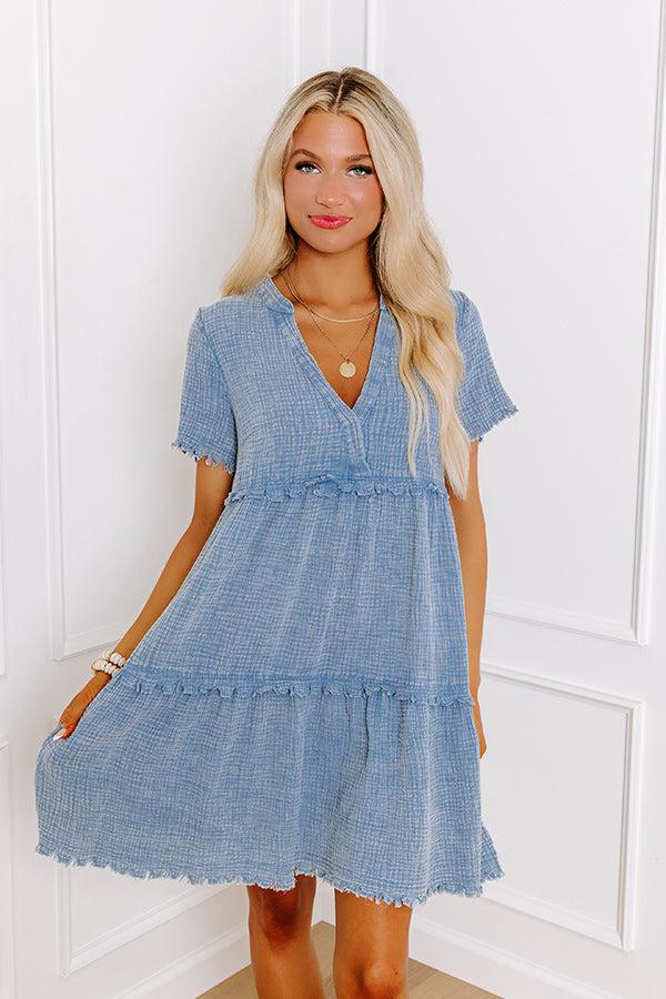 Impressions Summer Mimosa Babydoll Dress In Airy Blue