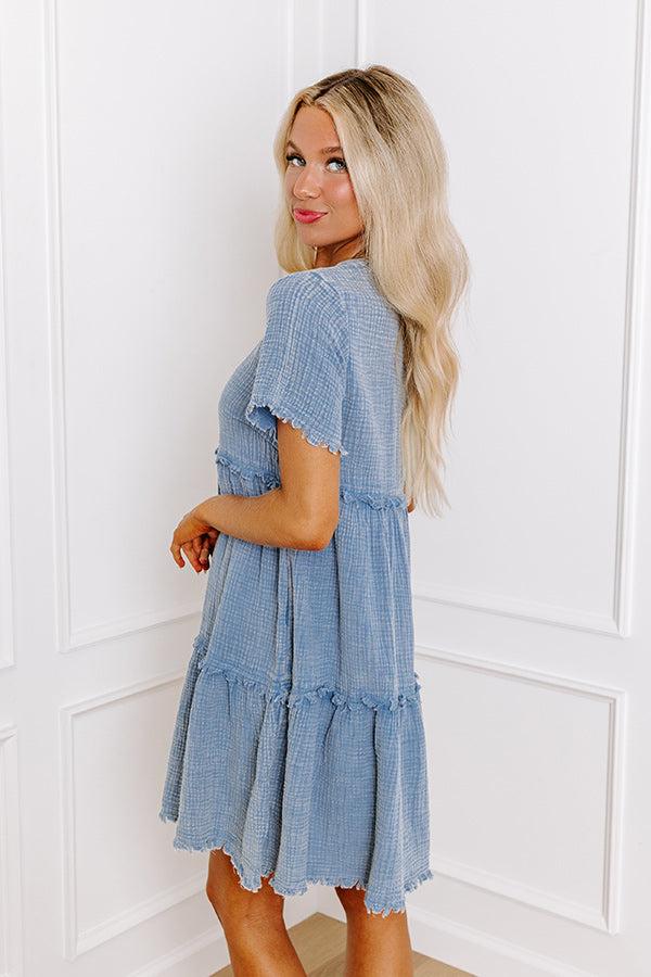 Impressions Summer Mimosa Babydoll Dress In Airy Blue