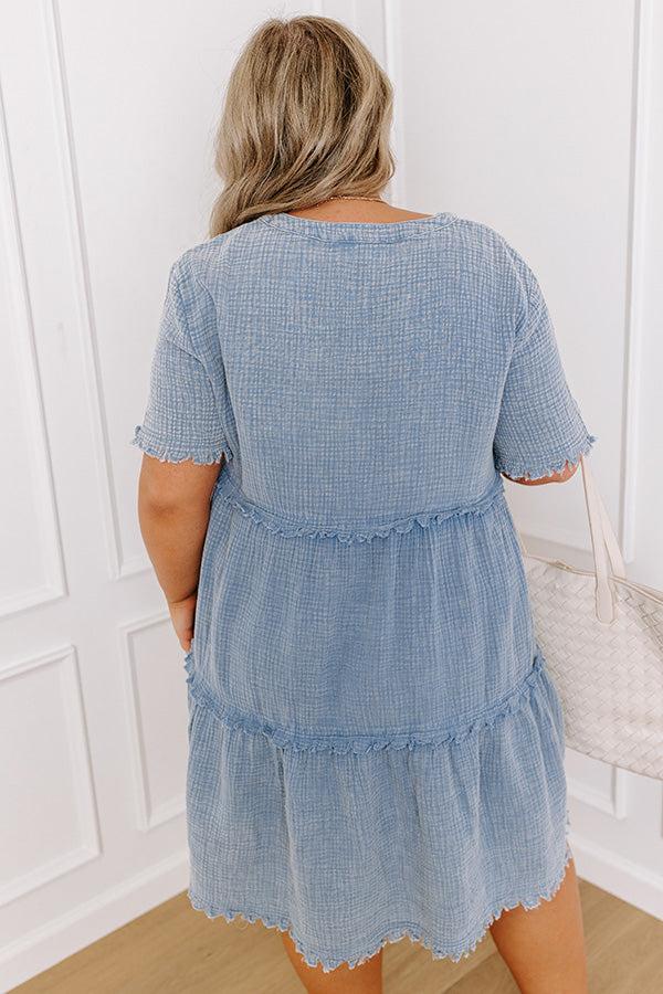 Impressions Summer Mimosa Babydoll Dress In Airy Blue Curves