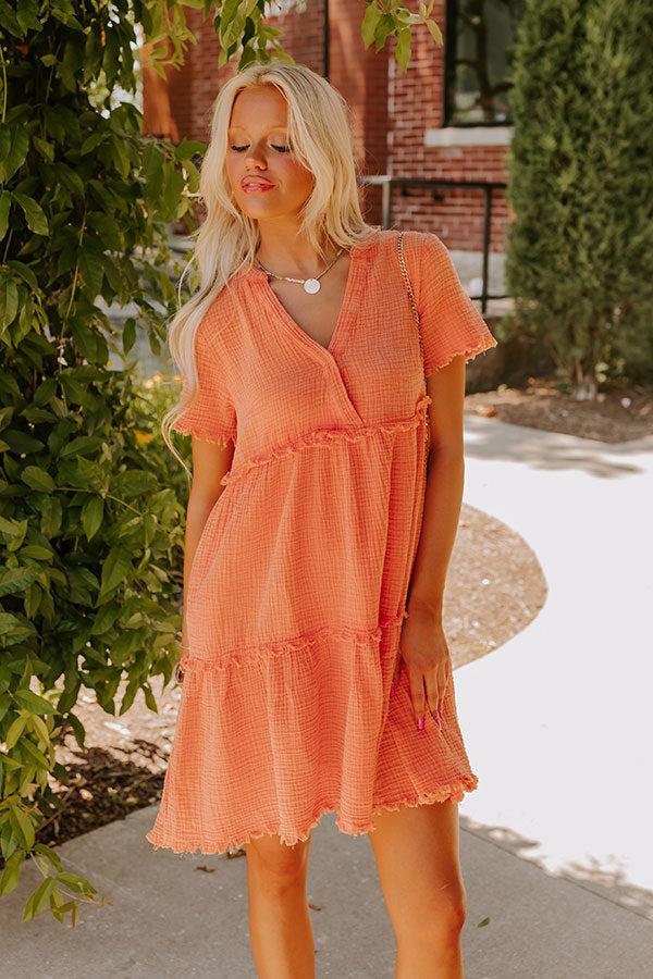 Impressions Summer Mimosa Babydoll Dress In Tangerine