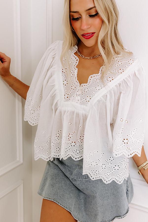 Impressions Sun-kissed Serenade Eyelet Top In White