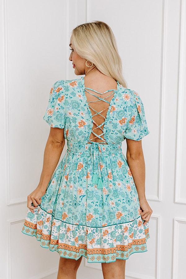 Impressions Sunday Strolls Floral Mini Dress In Mint