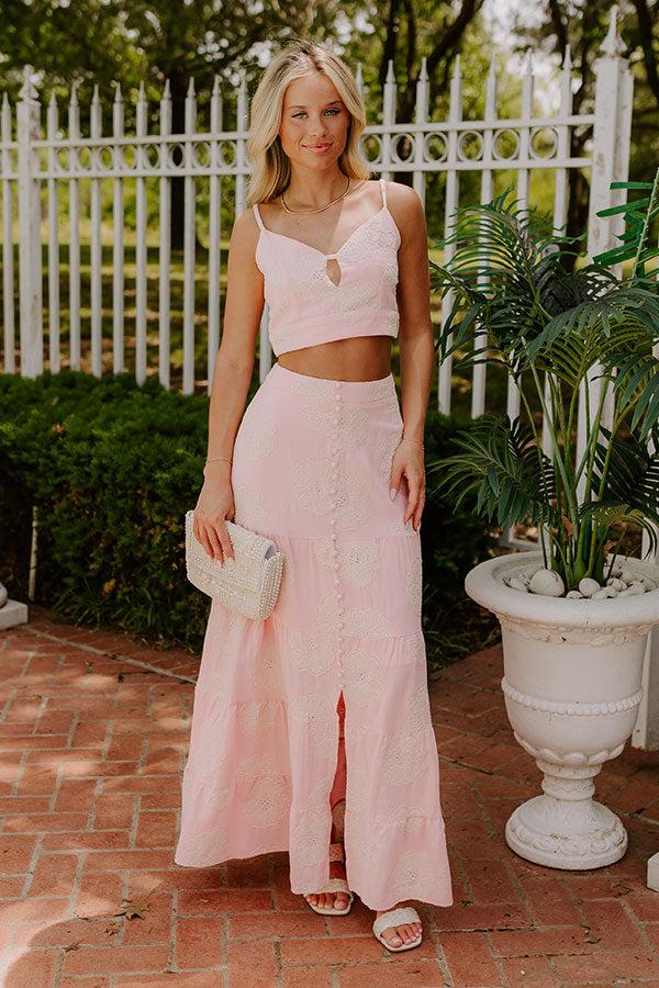 Impressions Sunkissed Meadow Embroidered Crop Tank In Pink