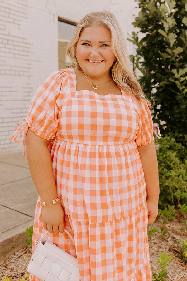 Impressions Sunkist Stroll Gingham Midi Dress Curves