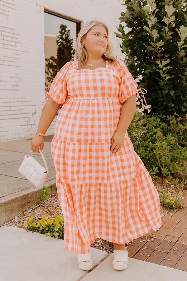 Impressions Sunkist Stroll Gingham Midi Dress Curves