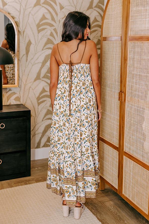 Impressions Sunny Disposition Floral Maxi Dress In Cream