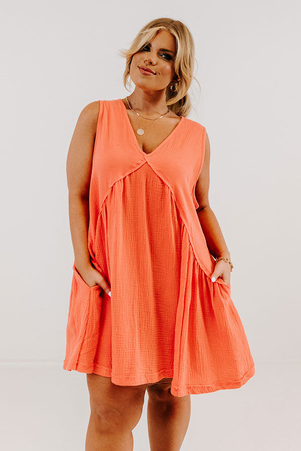 Impressions Sunny Forecast Shift Dress In Coral Curves